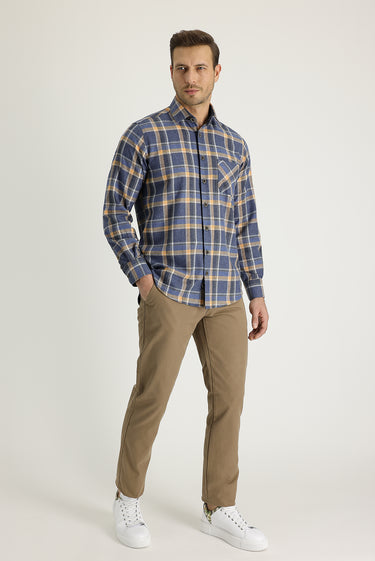 Koyu Bej Slim Fit Dar Kesim Pamuk Kanvas / Chino Pantolon