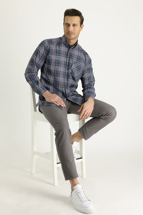 Koyu Vizon Regular Fit Standart Kesim Kanvas / Chino Pantolon