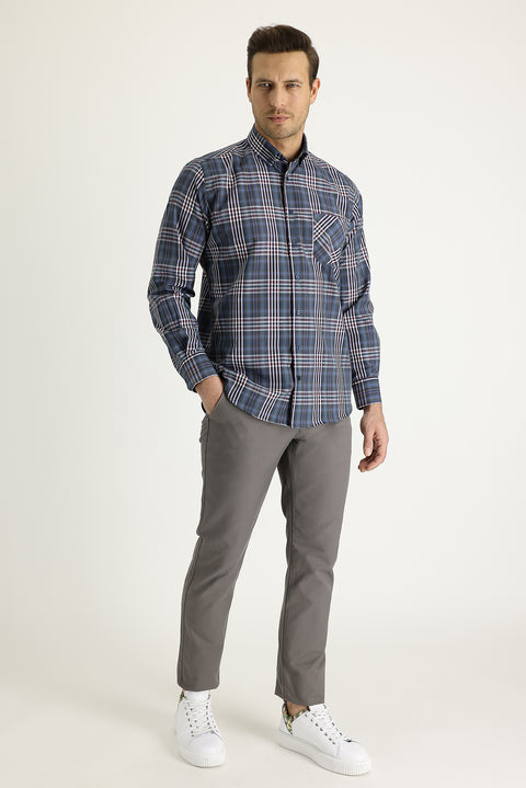 Koyu Vizon Regular Fit Standart Kesim Kanvas / Chino Pantolon
