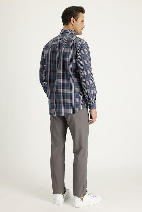 Koyu Vizon Regular Fit Standart Kesim Kanvas / Chino Pantolon