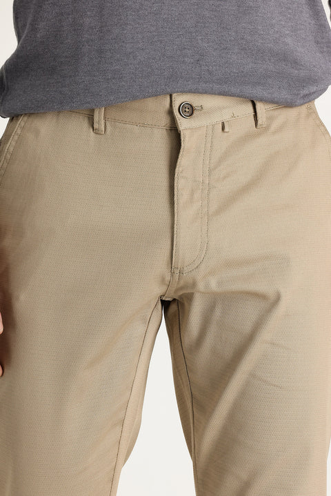 Orta Bej Regular Fit Standart Kesim Likralı Kanvas / Chino Pantolon