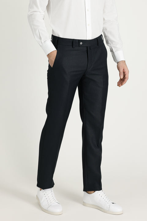 Koyu Petrol 7 Drop Slim Fit Dar Kesim Desenli Klasik Kumaş Pantolon