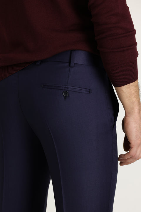Açık Lacivert 7 Drop Slim Fit Dar Kesim Yünlü Klasik Kumaş Pantolon