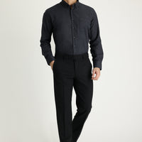 Siyah Slim Fit Dar Kesim Yünlü Klasik Kumaş Pantolon