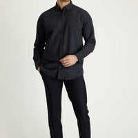 Siyah Lacivert Slim Fit Dar Kesim Yünlü Klasik Kumaş Pantolon