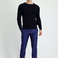 Açık Lacivert Slim Fit Dar Kesim Yünlü Klasik Kumaş Pantolon