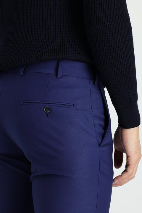 Açık Lacivert 7 Drop Slim Fit Dar Kesim Yünlü Klasik Kumaş Pantolon