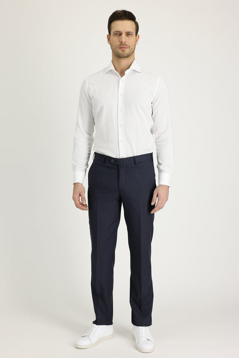 Koyu Antrasit 7 Drop Slim Fit Dar Kesim Klasik Desenli Likralı Kumaş Pantolon
