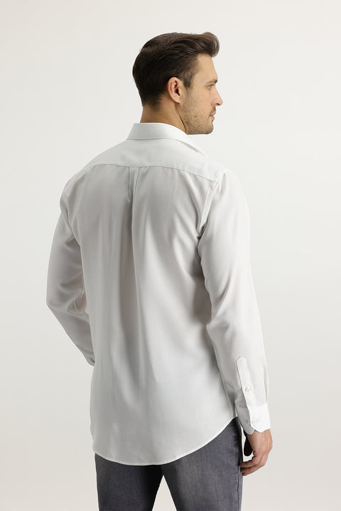 Beyaz Uzun Kol Relaxed Fit Rahat Kesim Lyocell Gömlek