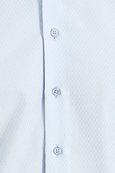 Uçuk Mavi Uzun Kol Slim Fit Dar Kesim Klasik Desenli Pamuklu Kolay Ütülenebilir Gömlek