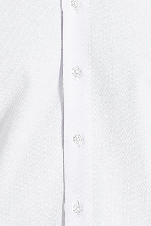 Beyaz Uzun Kol Slim Fit Dar Kesim Klasik Desenli Pamuklu Kolay Ütülenebilir Gömlek