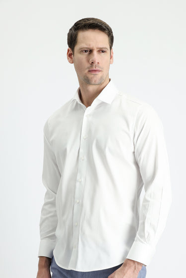 Beyaz Uzun Kol Slim Fit Dar Kesim Pamuk Gömlek