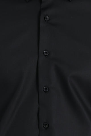 Siyah Uzun Kol Slim Fit Dar Kesim Non Iron Pamuklu Gömlek