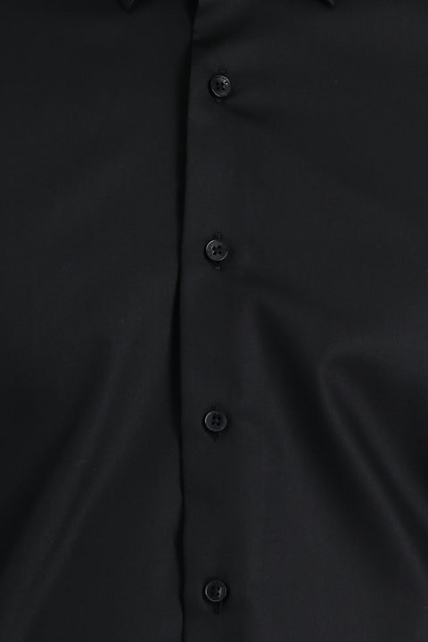 Black Long Sleeve Slim Fit Non-Iron Cotton Shirt