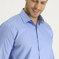 Açık Mavi Uzun Kol Slim Fit Dar Kesim Non Iron Pamuklu Gömlek
