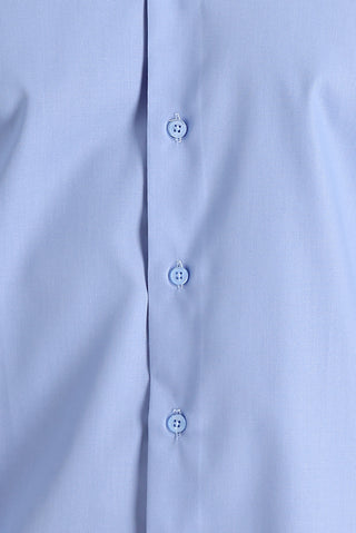 Açık Mavi Uzun Kol Slim Fit Dar Kesim Non Iron Saten Pamuklu Gömlek