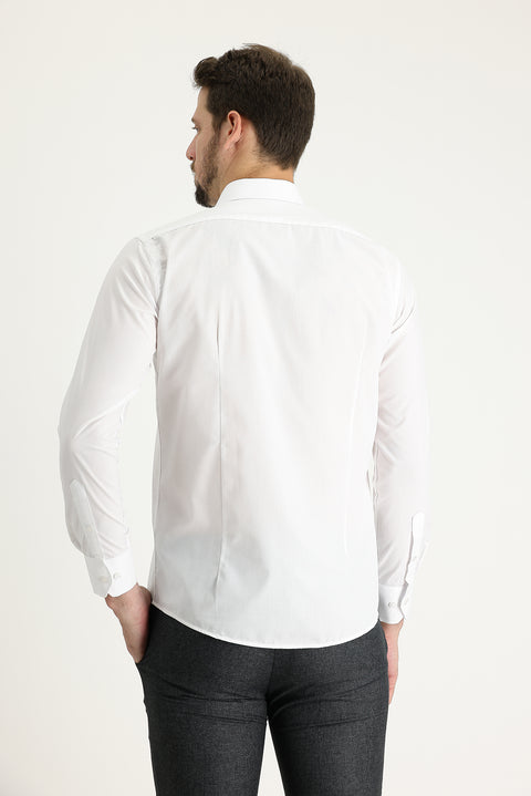 White Long Sleeve Slim Fit Classic Shirt