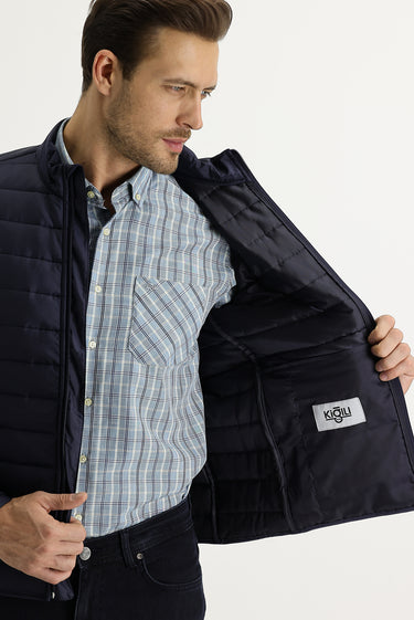 Orta Lacivert Kapitone Spor Mont