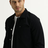 Siyah Slim Fit Dar Kesim Shacket Gömlek / Mont
