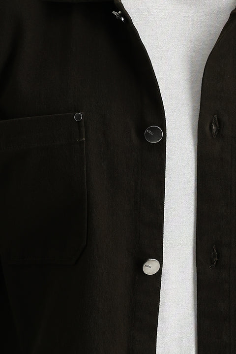 Dark Brown Slim Fit Shacket Shirt/Jacket