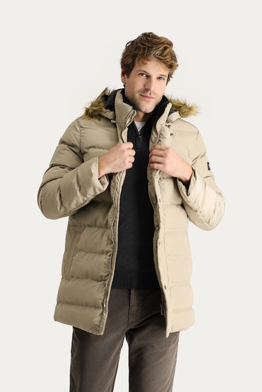 Orta Vizon Kapüşonlu Şişme Kaban