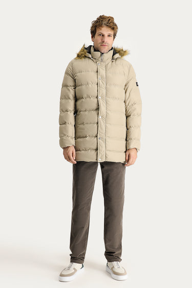 Orta Vizon Kapüşonlu Şişme Kaban