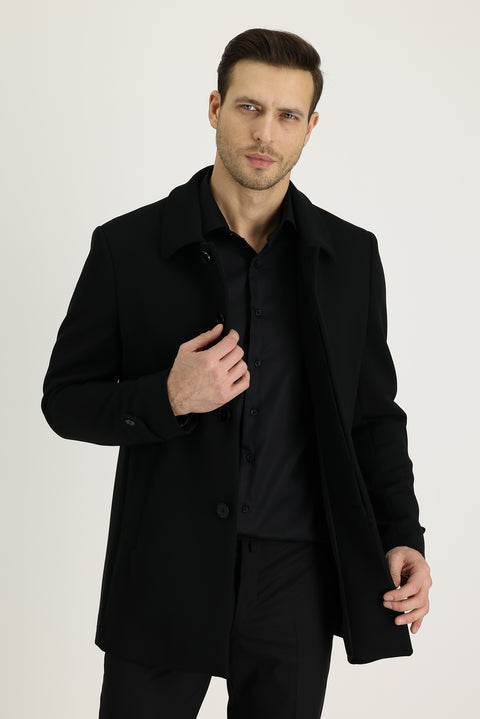 Black Plain Overcoat