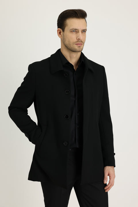 Black Plain Overcoat