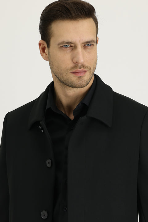 Black Plain Overcoat