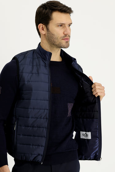 Orta Lacivert Kapitone Spor Yelek