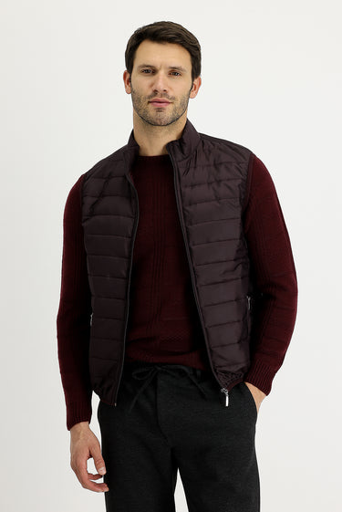 Şarap Bordo Kapitone Spor Yelek