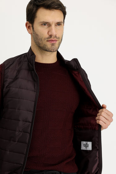 Şarap Bordo Kapitone Spor Yelek