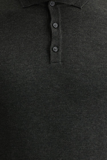 Koyu Antrasit Polo Yaka Regular Fit Triko Kazak