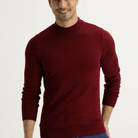 Açık Bordo Yarım Balıkçı Yaka Regular Fit Triko Kazak