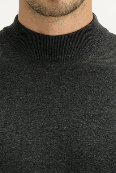 Koyu Antrasit Yarım Balıkçı Yaka Regular Fit Triko Kazak