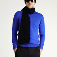 Saks Mavi Yarım Balıkçı Yaka Slim Fit Dar Kesim Triko Kazak