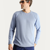 Mavi Bisiklet Yaka Slim Fit Dar Kesim Desenli Triko Kazak
