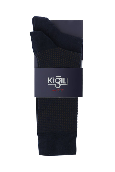 Koyu Lacivert 2'li Desenli Çorap Seti