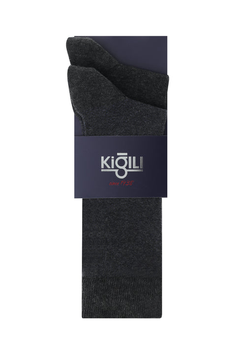 Orta Antrasit 2'li Desenli Çorap Seti