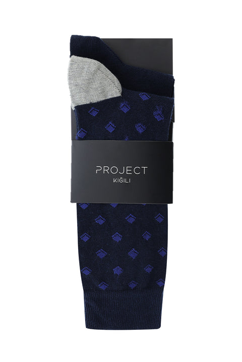 Medium Navy Blue 2-Pack Patterned Socks