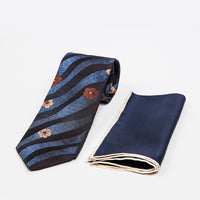 Blue 2-Piece Plain Silk Tie & Pocket Square Set