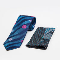 Medium Petrol 2-Piece Plain Silk Tie & Handkerchief Set