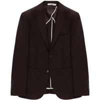 Koyu Bordo 7 Drop Slim Fit Dar Kesim Yünlü Klasik Desenli Ceket