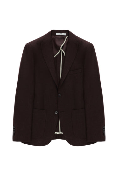 Koyu Bordo Slim Fit Dar Kesim Yünlü Klasik Desenli Ceket