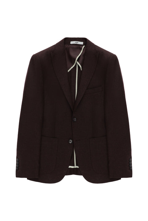 Koyu Bordo 7 Drop Slim Fit Dar Kesim Yünlü Klasik Desenli Ceket