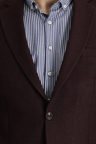 Koyu Bordo Slim Fit Dar Kesim Desenli Spor Ceket