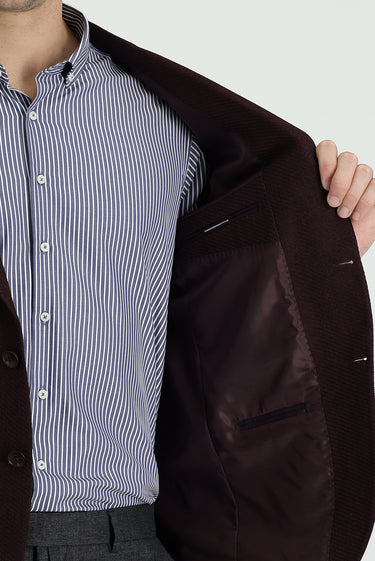 Koyu Bordo Slim Fit Dar Kesim Desenli Spor Ceket