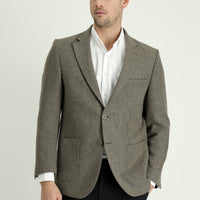 Orta Kahve 4 Drop Relaxed Fit Rahat Kesim Desenli Yünlü Ceket