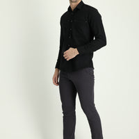 Koyu Füme Slim Fit Dar Kesim Likralı Kanvas / Chino Pantolon