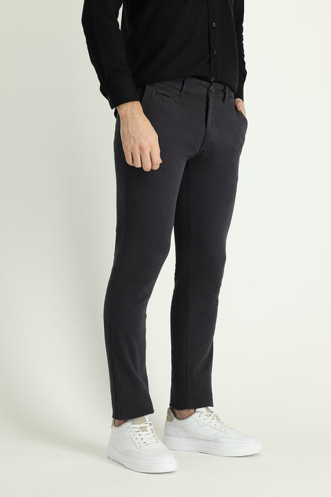 Koyu Füme Slim Fit Dar Kesim Likralı Kanvas / Chino Pantolon
